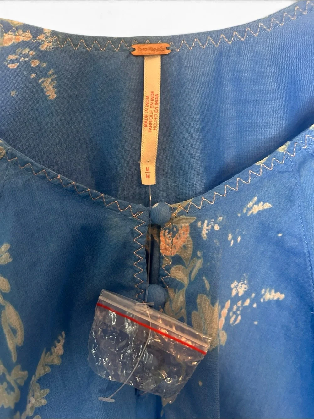 Free People Sky Blue Floral Ruffle Peasant Top - Picture 5 of 9